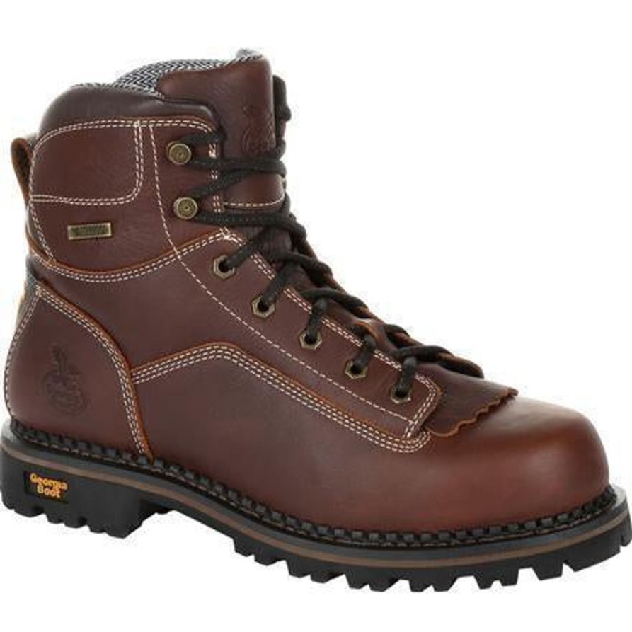 Men'S Georgia | Georgia Men'S Amp Lt Low-Heel Logger 6" Wp Work Boot Gb00270 Brown