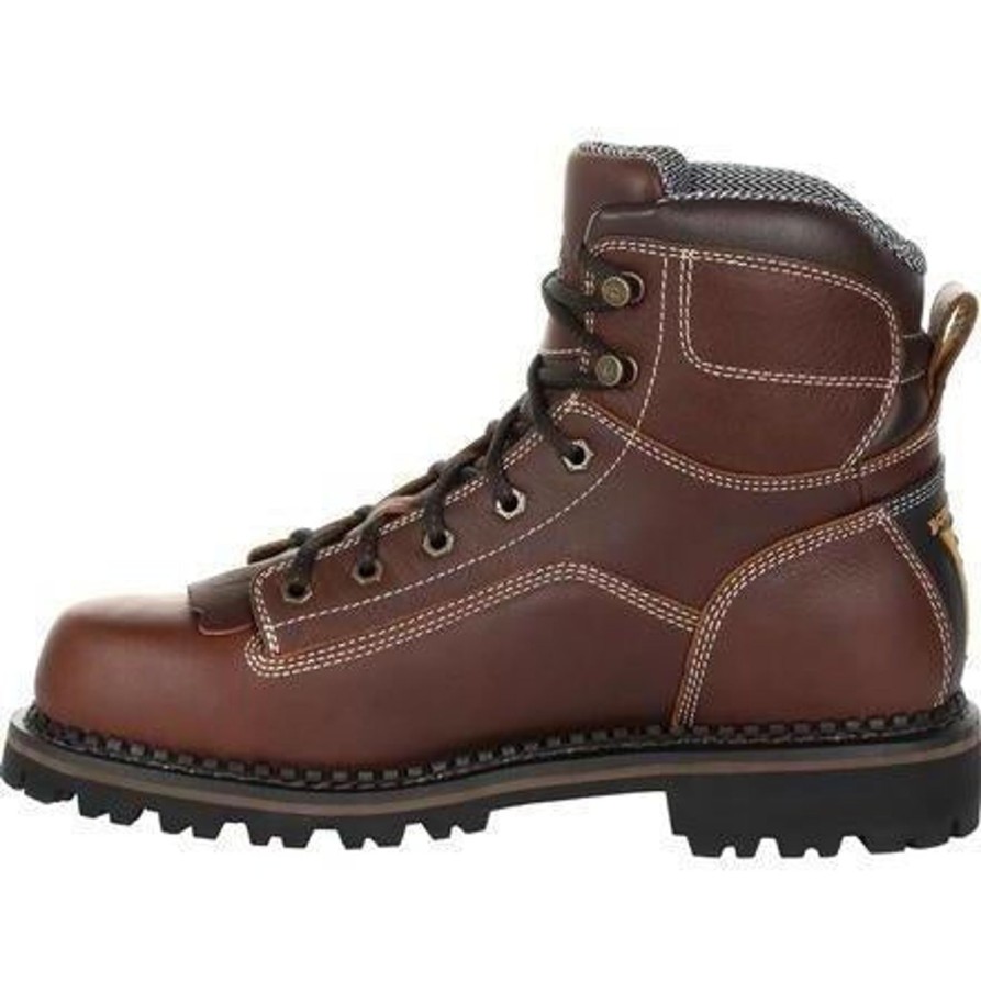 Men'S Georgia | Georgia Men'S Amp Lt Low-Heel Logger 6" Wp Work Boot Gb00270 Brown