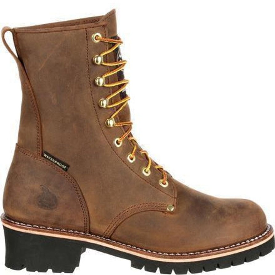 Men'S Georgia | Georgia Men'S 8" Wp Steel Toe Ins. Logger Work Boot Gb00065 Brown