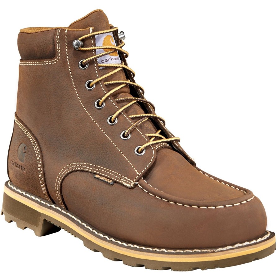 Men'S Carhartt | Carhartt Men'S 6" Soft Toe Waterproof Work Boot Cmw6197 Brown