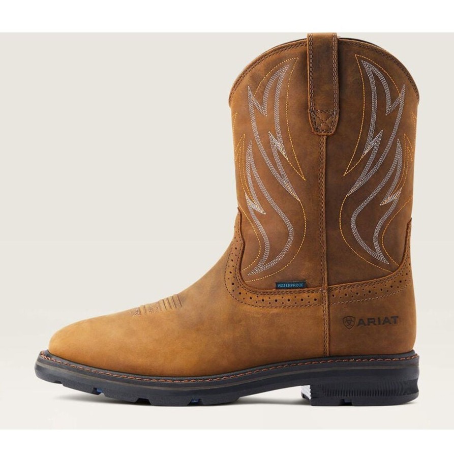 Men'S Ariat | Ariat Men'S Sierra Shock Shield Wp Western Work Boot - Brown - 10044545 Distressed Brown