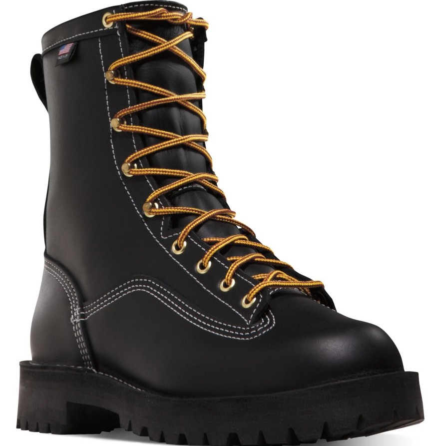 Men'S Danner | Danner Men'S Rain Forest Usa Made 8" Insulated Wp Work Boot 11700 Black