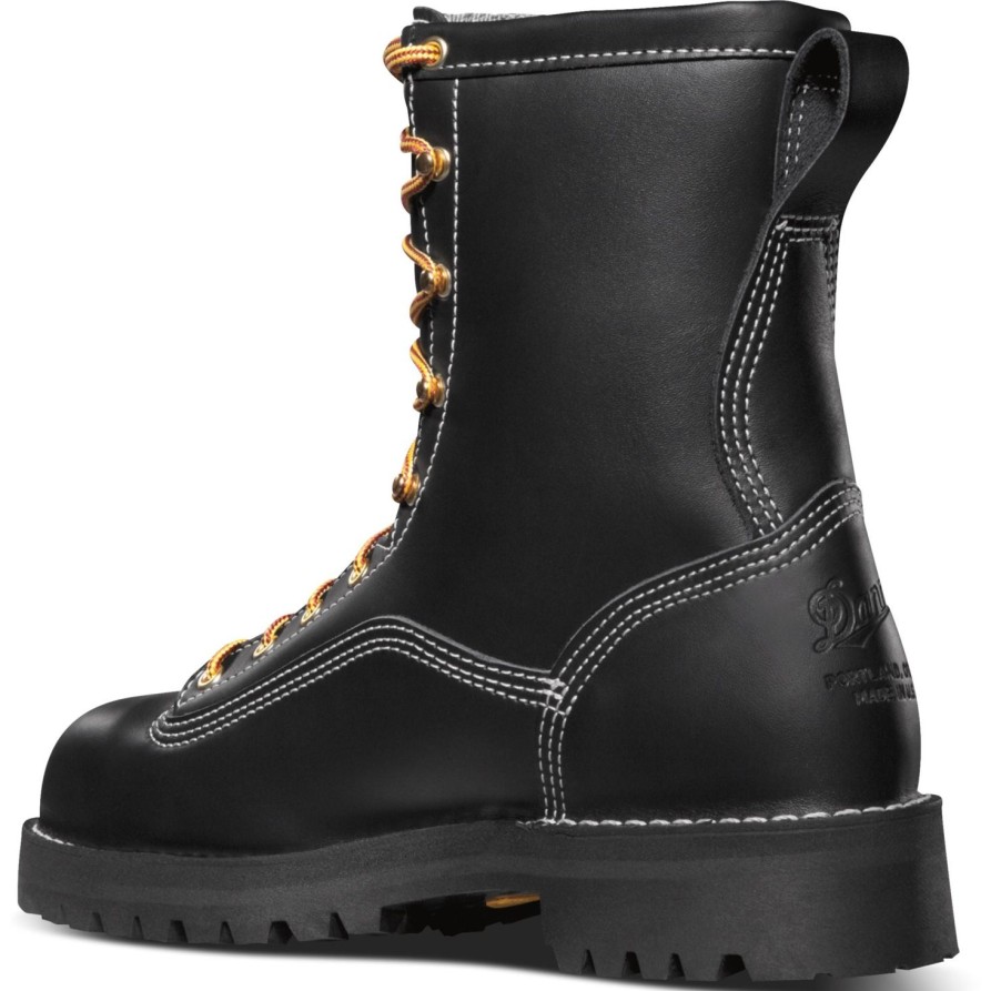 Men'S Danner | Danner Men'S Rain Forest Usa Made 8" Insulated Wp Work Boot 11700 Black