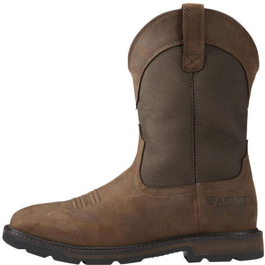 Men'S Ariat | Ariat Men'S Groundbreaker 10" Wide Sqr Stl Toe Western Work Boot - 10015196 Brown