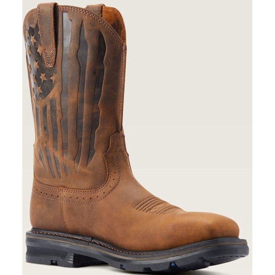 Men'S Ariat | Ariat Men'S Sierra Shock Shield Patriot St Western Work Boot 10044426 Brown