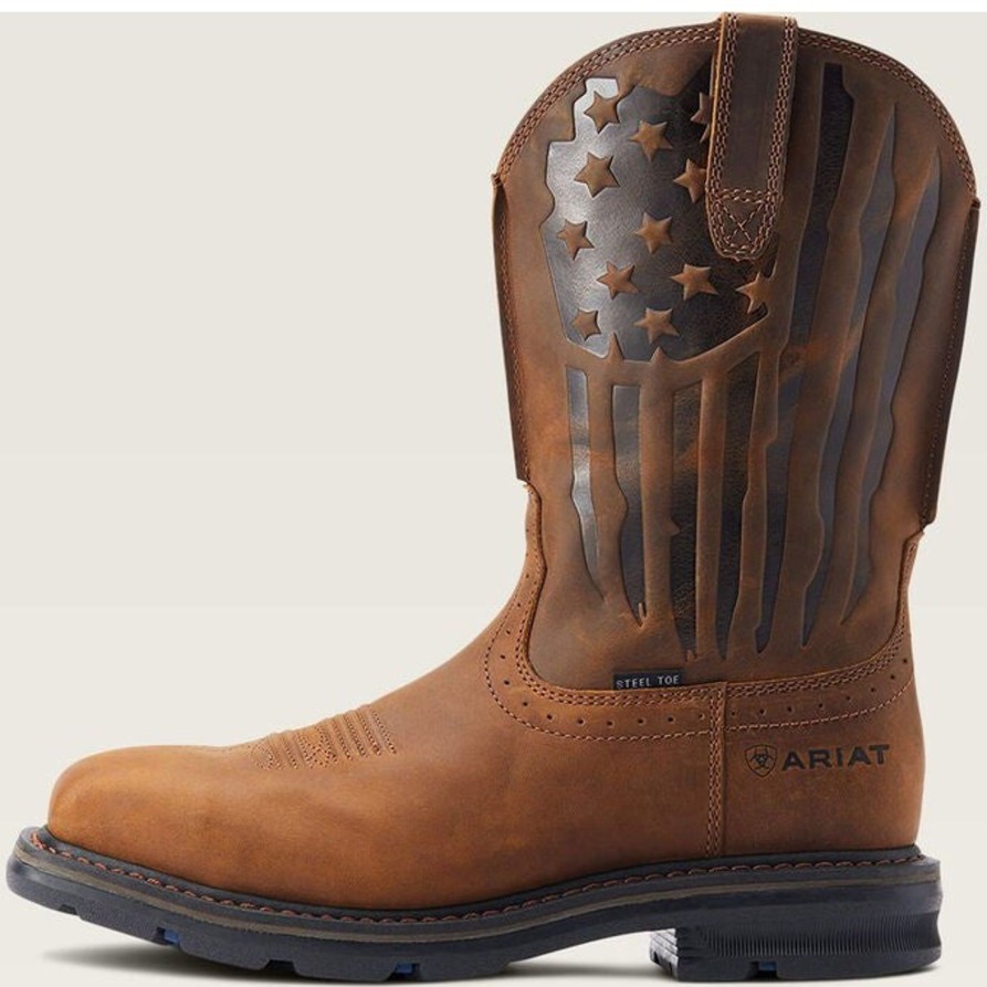 Men'S Ariat | Ariat Men'S Sierra Shock Shield Patriot St Western Work Boot 10044426 Brown