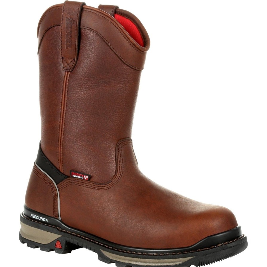 Men'S Rocky | Rocky Men'S Rams Horn 10" Comp Toe Wp Pull-On Work Boot- Brown- Rkk0315 Dark Brown