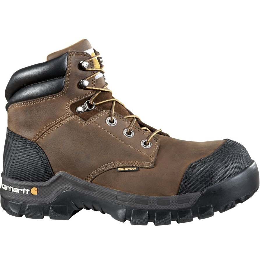 Men'S Carhartt | Carhartt Men'S Rugged Flex 6" Comp Toe Wp Work Boot Cmf6380 Brown