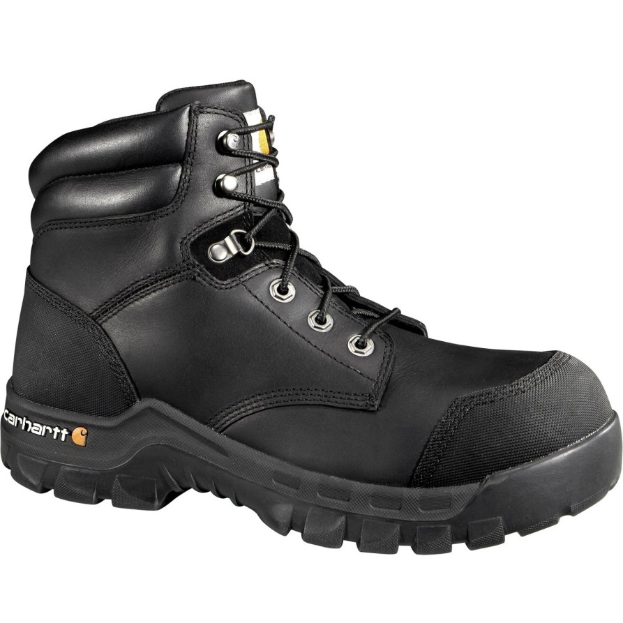 Men'S Carhartt | Carhartt Men'S 6" Rugged Flex Comp Toe Wp Csa Work Boot Cmr6971 Black