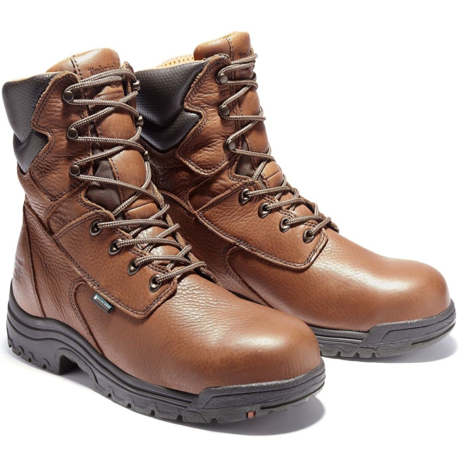 Men'S Timberland Pro | Timberland Pro Men'S Titan 8" Alloy Toe Wp Work Boot Brown Tb047019210 Cappuccino