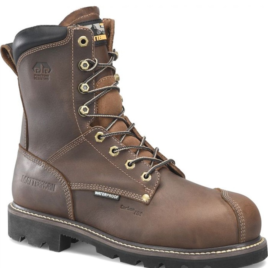 Men'S Matterhorn | Matterhorn Men'S Corvus 8" Wp Comp Toe Puncture Work Boot Mt2508 Brown