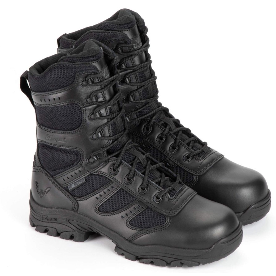 Men'S Thorogood | Thorogood Men'S The Deuce 8" Wp Side Zip Comp Toe Duty Boot - 804-6191 Black