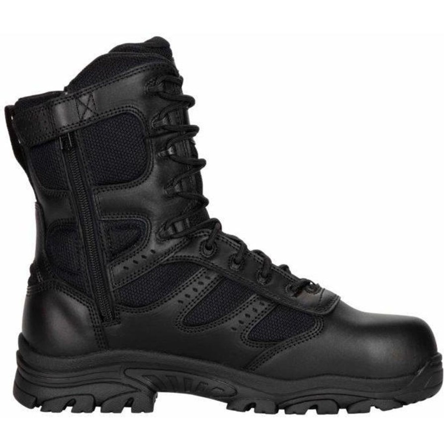 Men'S Thorogood | Thorogood Men'S The Deuce 8" Wp Side Zip Comp Toe Duty Boot - 804-6191 Black