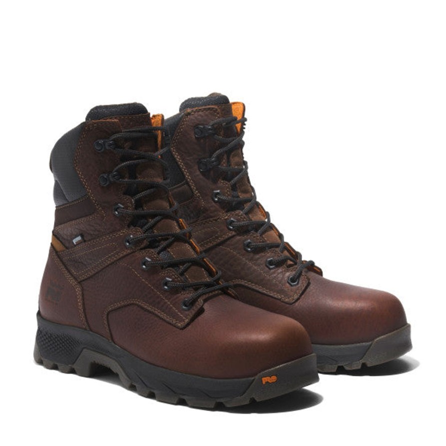 Men'S Timberland Pro | Timberland Pro Men'S Titan Ev 8" Comp Toe Wp Work Boot Tb0A5U4Y214 Brown