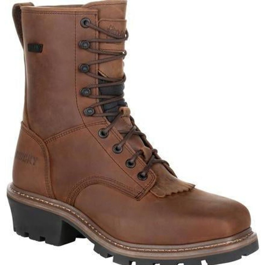 Men'S Rocky | Rocky Men'S Square Toe Logger Comp Toe Wp Work Boot Rkk0277 Brown