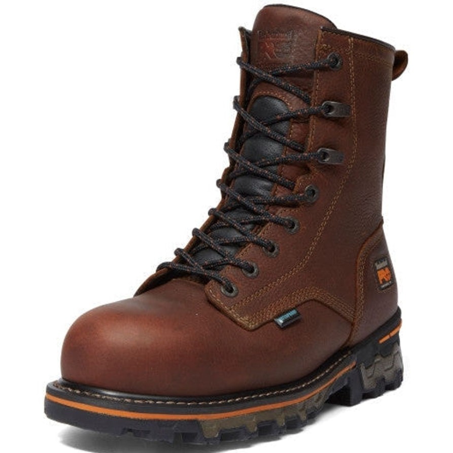 Men'S Timberland Pro | Timberland Pro Men'S Boondock 8" Comp Toe Wp Work Boot Tb01112A210 Brown Tumbled