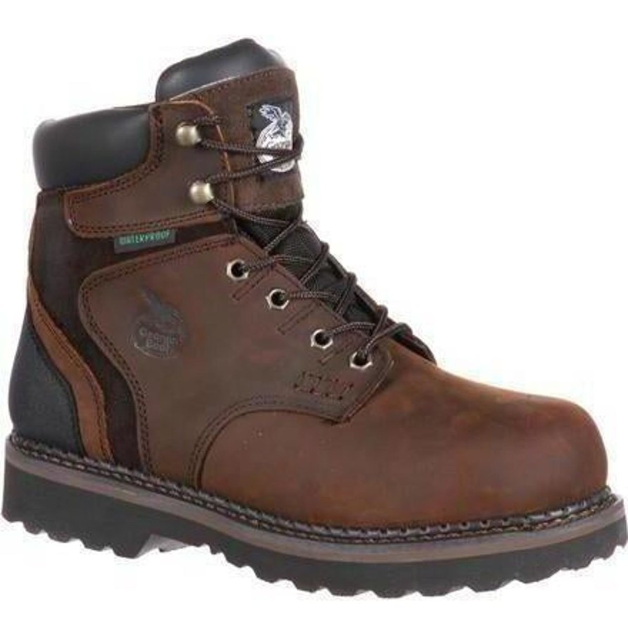 Men'S Georgia | Georgia Men'S Brookville 6" Stl Toe Wp Work Boot - Brown - G7334 Dark Brown