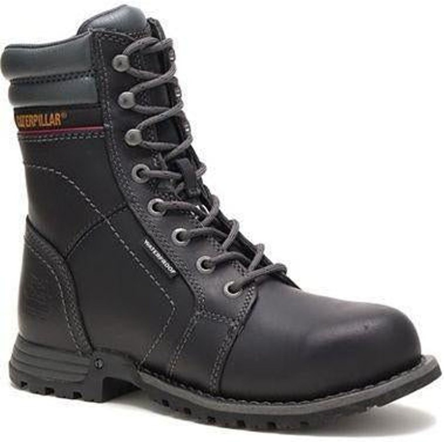 Women'S CAT | Cat Women'S Echo Steel Toe Wp Rubber Outsole Work Boot P90899 Black