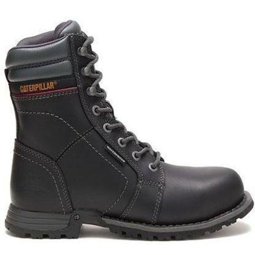 Women'S CAT | Cat Women'S Echo Steel Toe Wp Rubber Outsole Work Boot P90899 Black