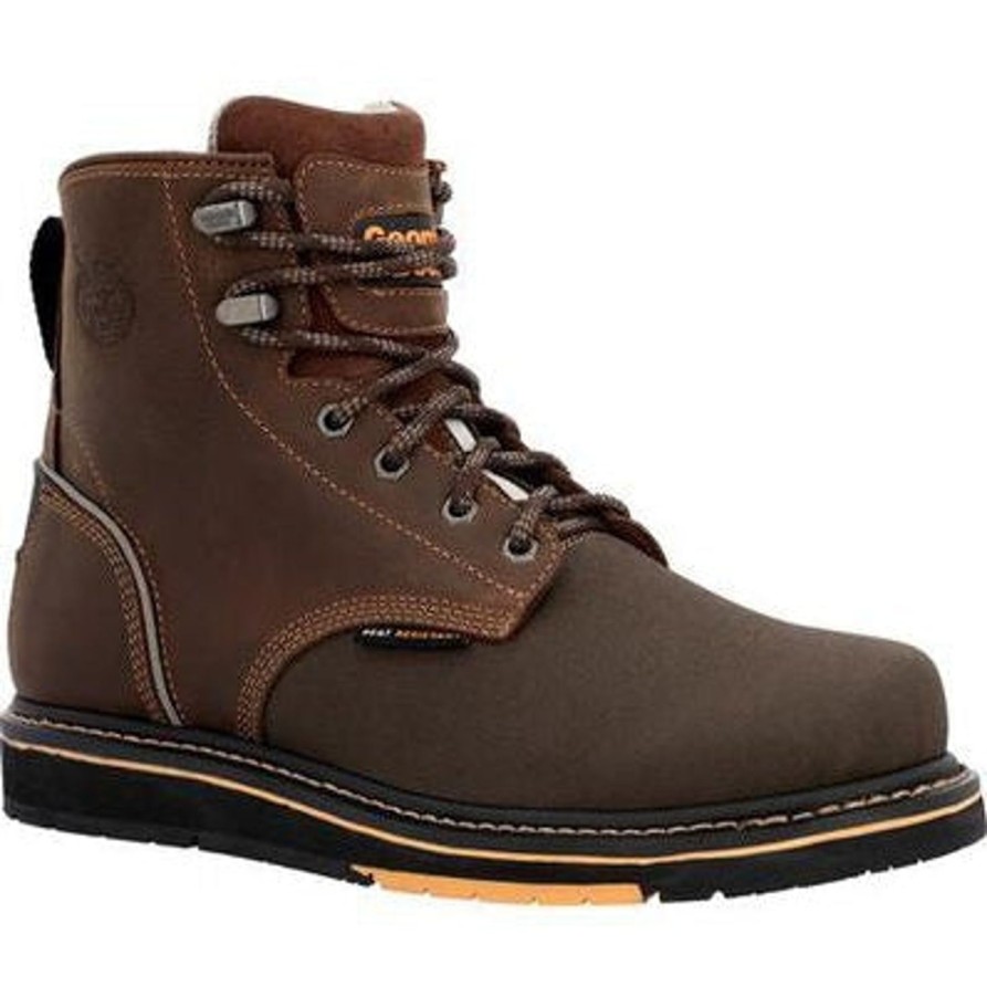 Men'S Georgia | Georgia Men'S Amp Lt Power 6" Wedge Comp Toe Work Boot Gb00519 Brown