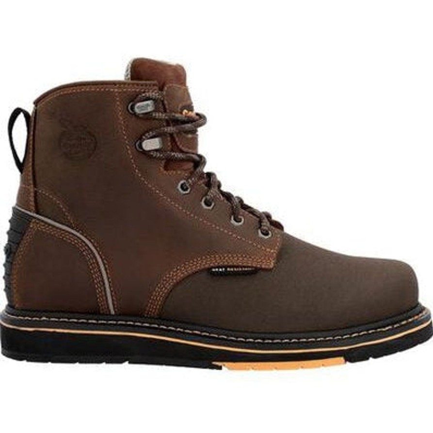 Men'S Georgia | Georgia Men'S Amp Lt Power 6" Wedge Comp Toe Work Boot Gb00519 Brown