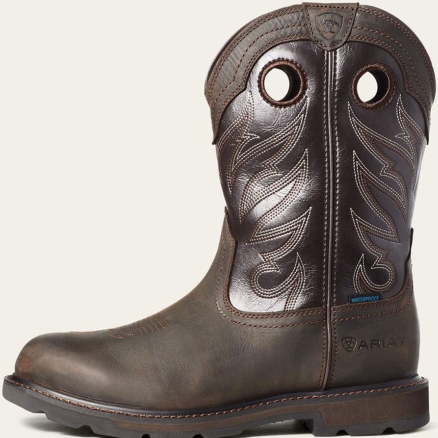 Men'S Ariat | Ariat Men'S Groundwork St Waterproof Western Work Boot 10035965 Brown