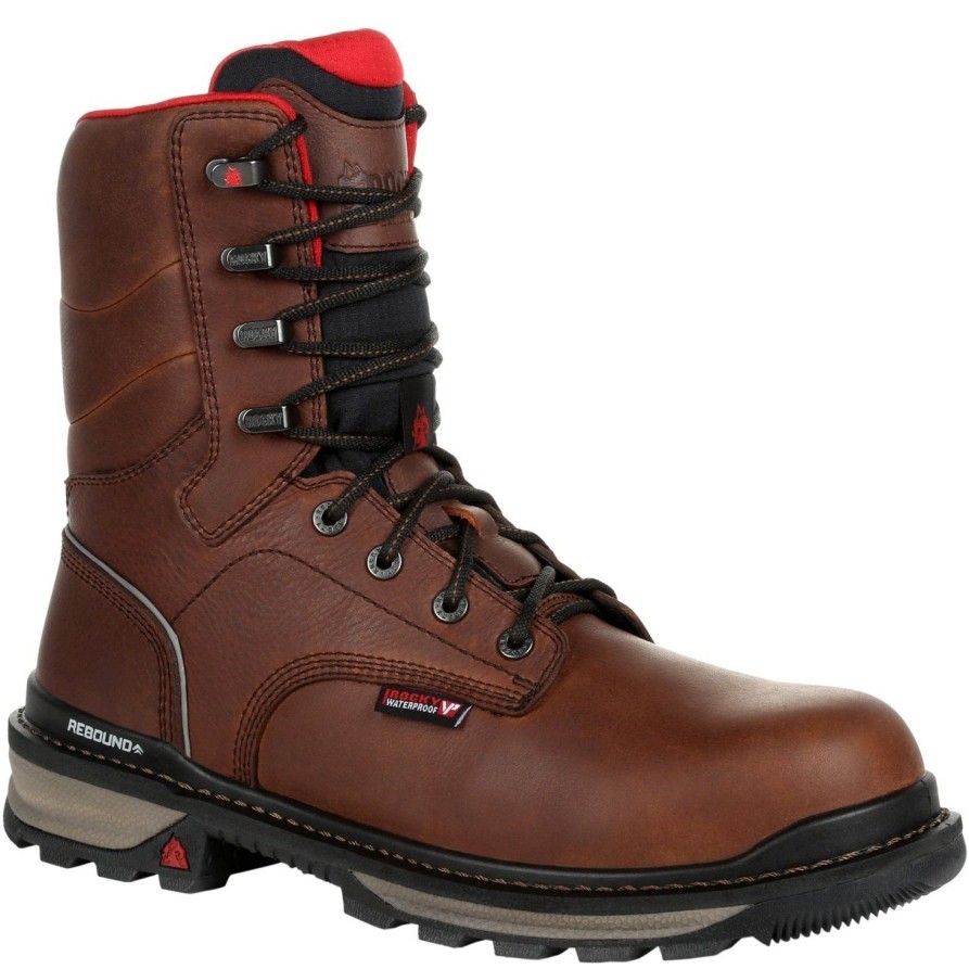 Men'S Rocky | Rocky Men'S Rams Horn 8" Waterproof Work Boot - Brown - Rkk0296 Dark Brown