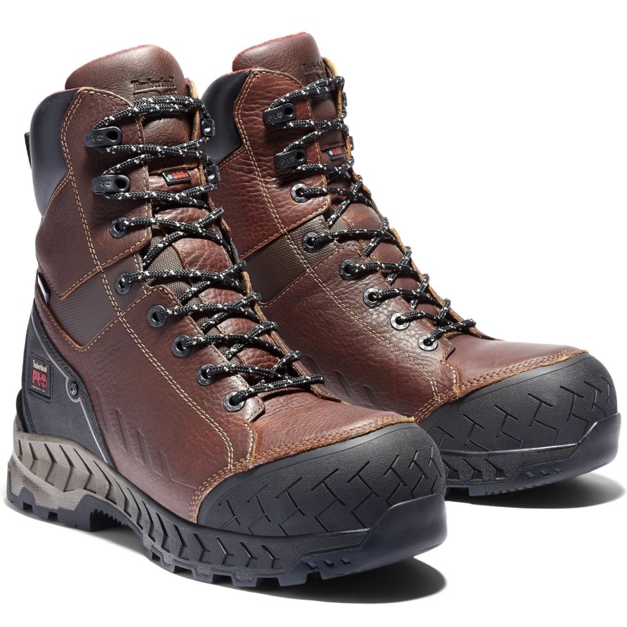 Men'S Timberland Pro | Timberland Pro Men'S Work Summit 8" Comp Toe Wp Ins Work Boot Tb0A25D9214 Brown