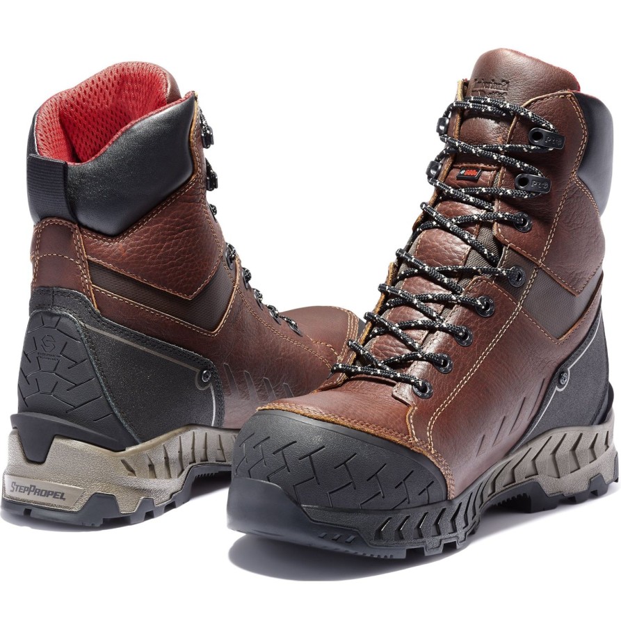 Men'S Timberland Pro | Timberland Pro Men'S Work Summit 8" Comp Toe Wp Ins Work Boot Tb0A25D9214 Brown