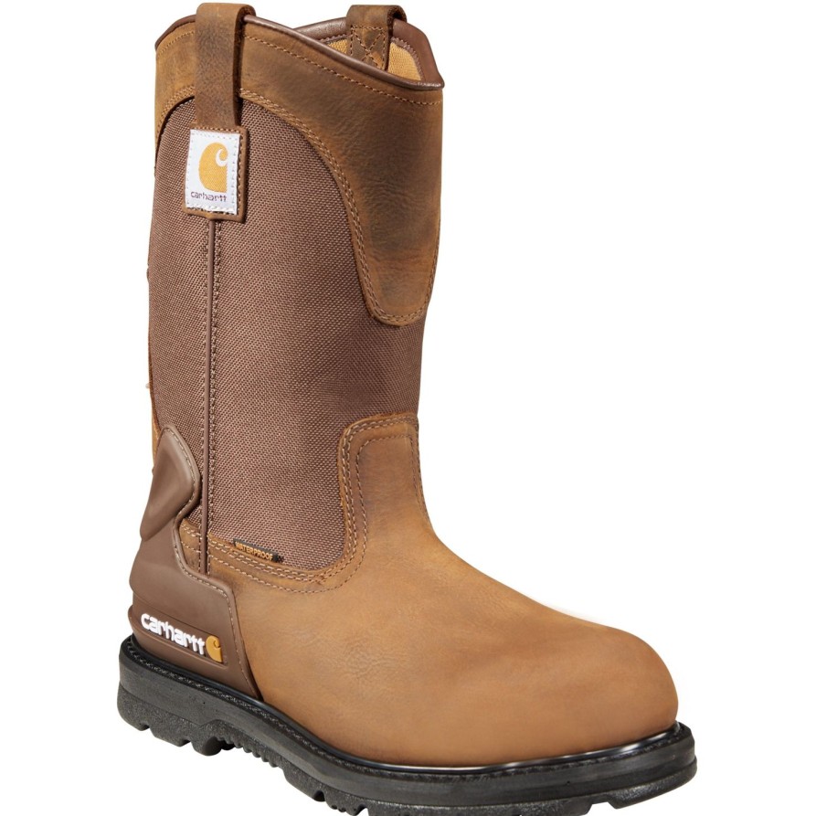 Men'S Carhartt | Carhartt Men'S 11" Soft Toe Wp Wellington Work Boot Cmp1100 Brown