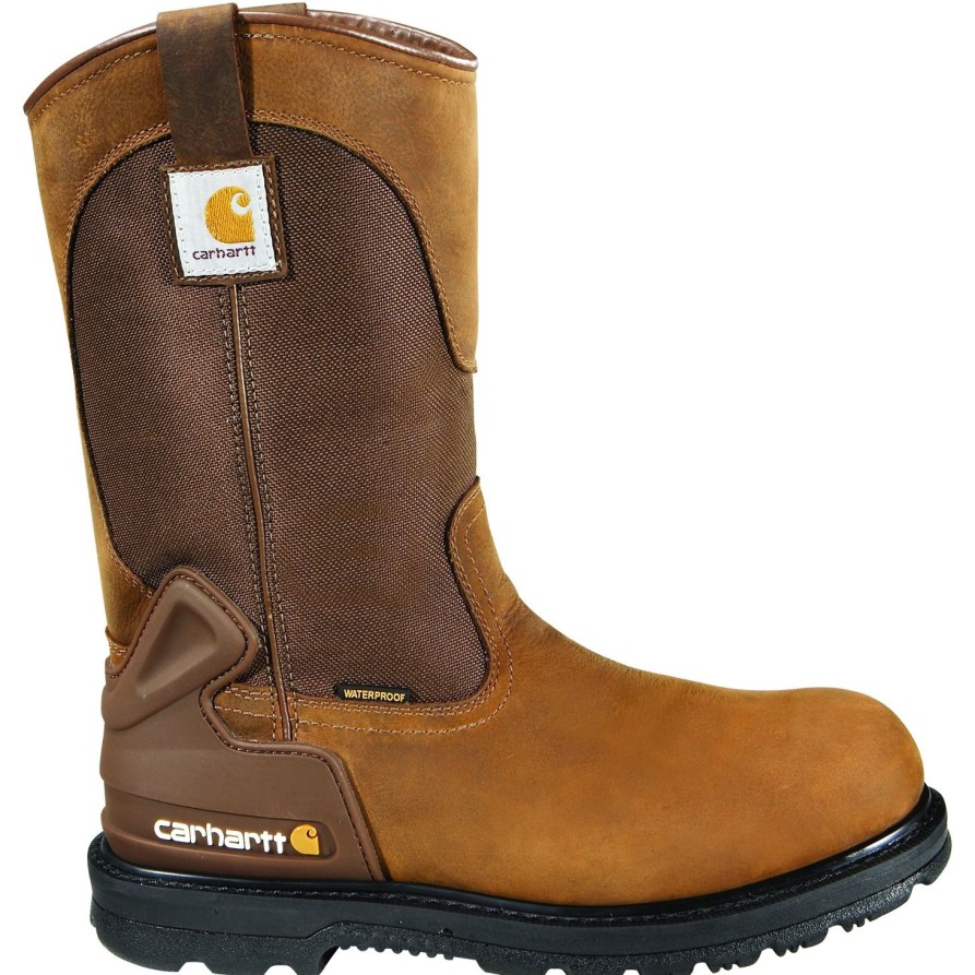 Men'S Carhartt | Carhartt Men'S 11" Soft Toe Wp Wellington Work Boot Cmp1100 Brown