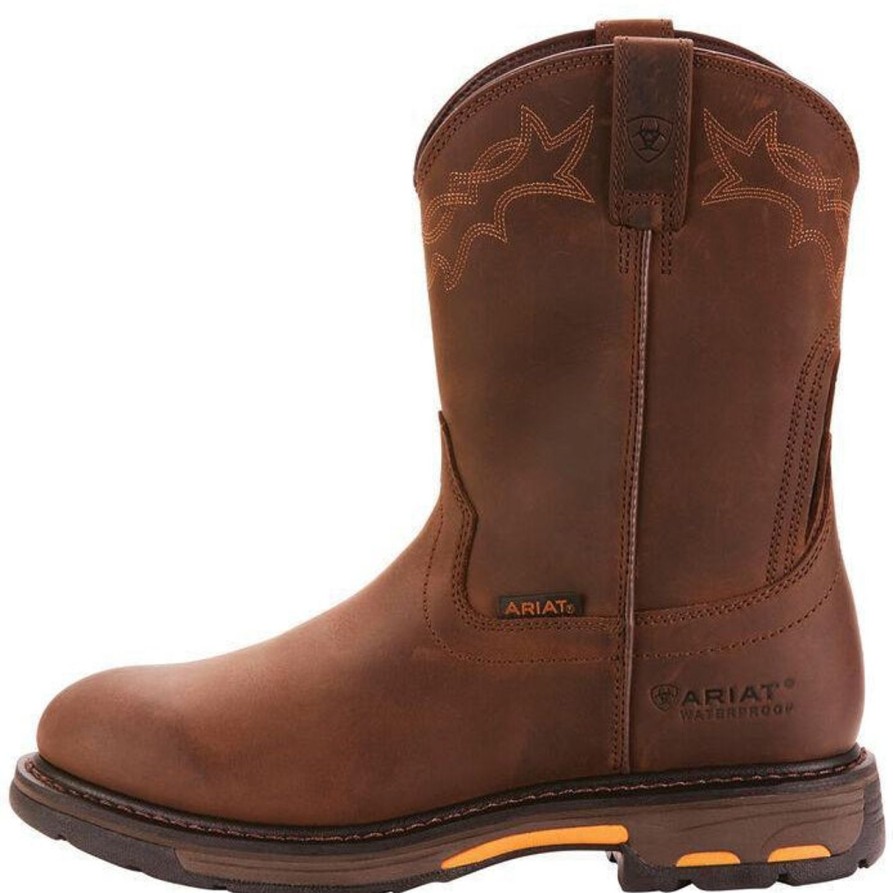 Men'S Ariat | Ariat Men'S Workhog 10" Soft Toe Wp Western Work Boot - Oily 10001198 Brown