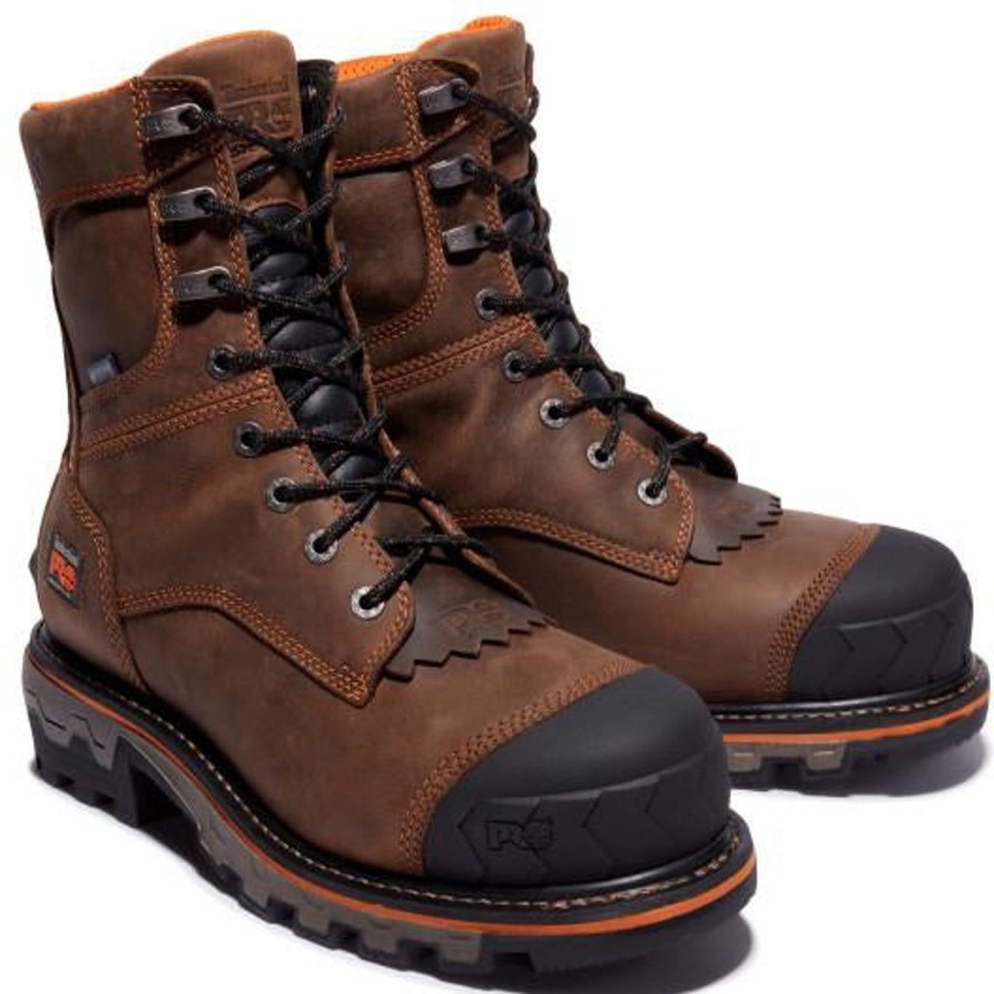 Men'S Timberland Pro | Timberland Pro Men'S Boondock Hd Comp Toe Wp 400G Logger Work Boot - Tb0A28Sb214 Brown