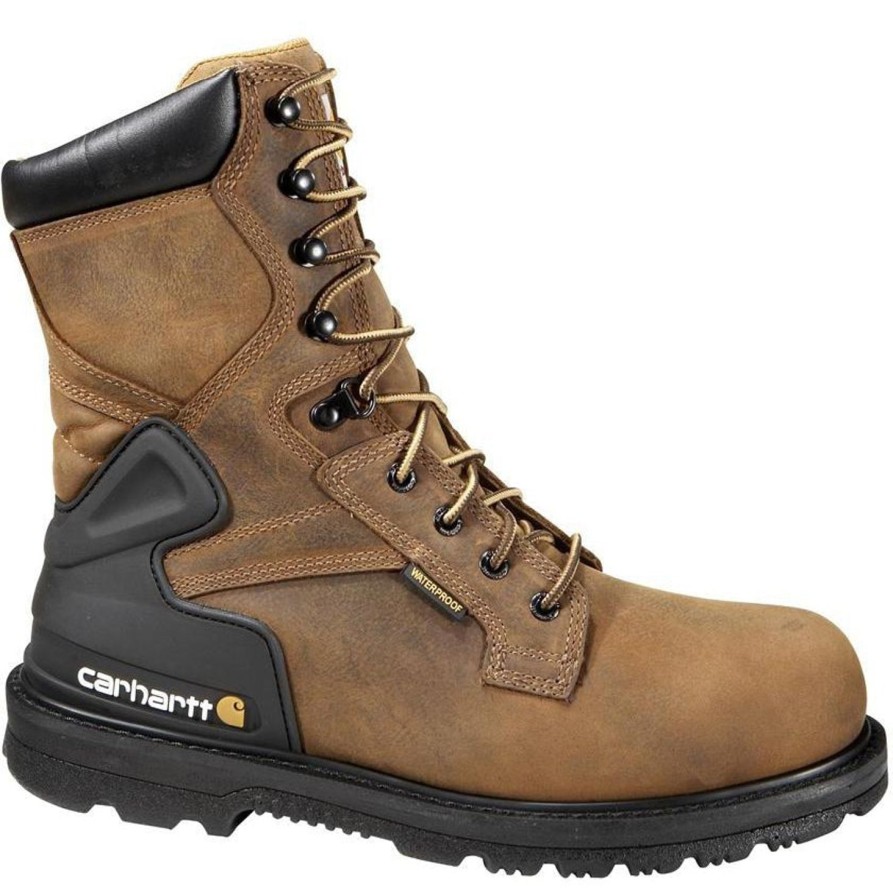 Men'S Carhartt | Carhartt Men'S 8" Steel Toe Waterproof Work Boot Cmw8200 Brown