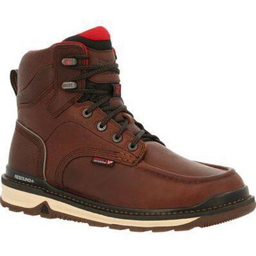 Men'S Rocky | Rocky Men'S Rams Horn 6" Waterproof Wedge Work Boot Rkk0321 Brown