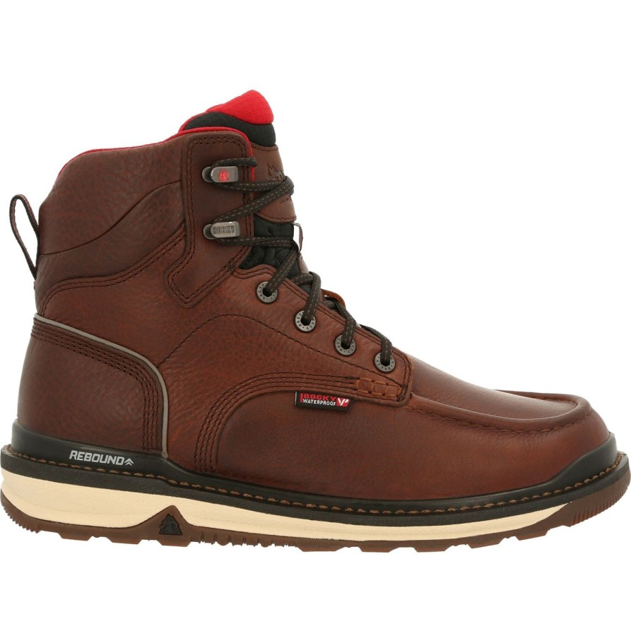 Men'S Rocky | Rocky Men'S Rams Horn 6" Waterproof Wedge Work Boot Rkk0321 Brown