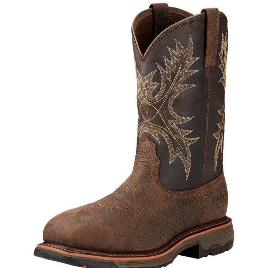 Men'S Ariat | Ariat Men'S Workhog 11" Comp Toe Wp Western Work Boot - Bruin 10017420 Brown