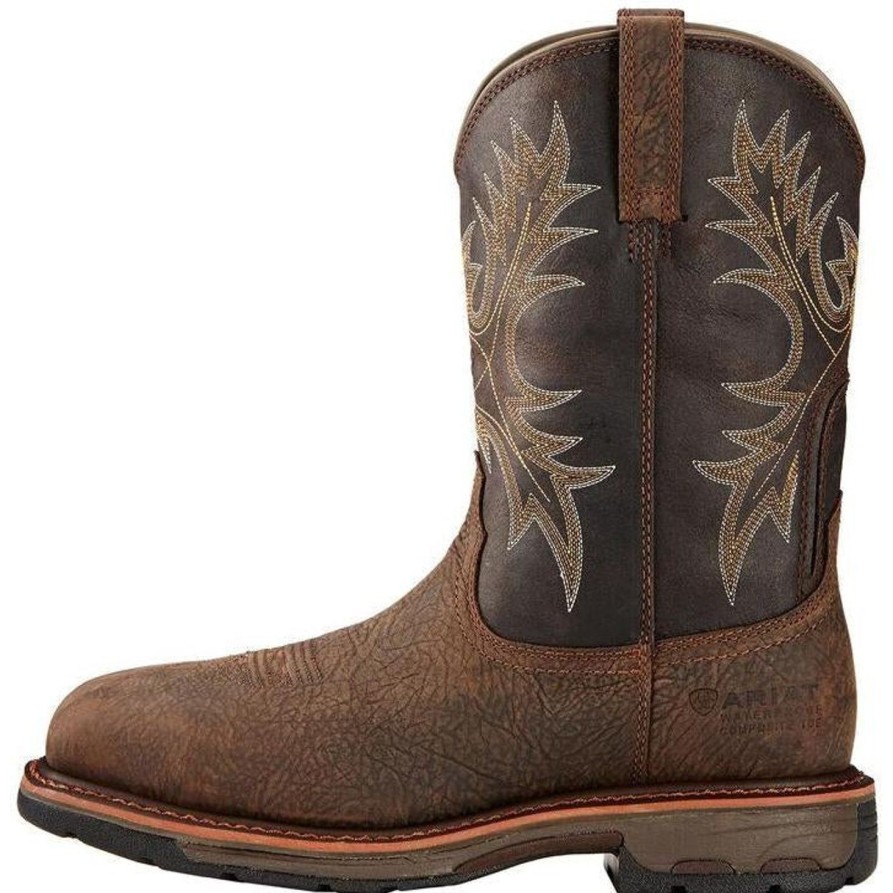 Men'S Ariat | Ariat Men'S Workhog 11" Comp Toe Wp Western Work Boot - Bruin 10017420 Brown