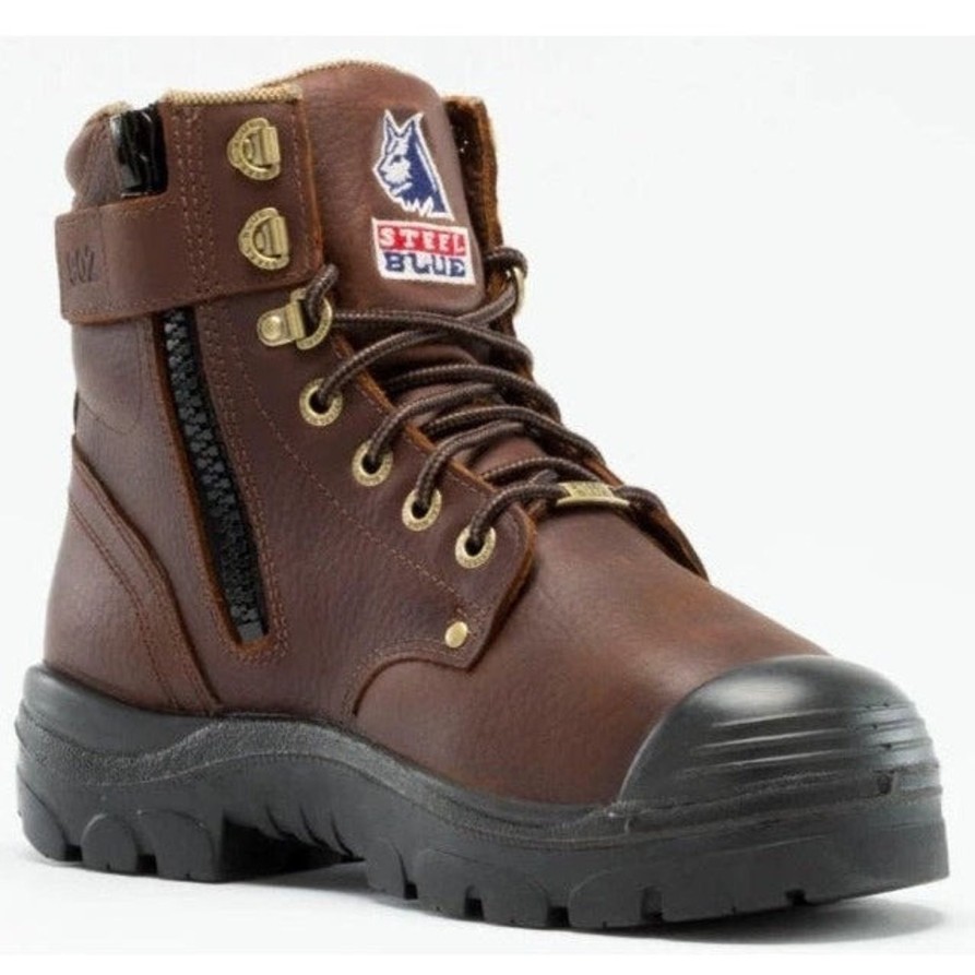 Men'S Steel Blue | Steel Blue Men'S Argyle Met Bump 6" Wp Mg Steel Toe Side Zip Work Boot - Oak - 862902 Brown