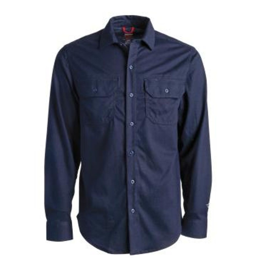 Men'S Timberland Pro | Timberland Pro Men'S Flame Resistant Cotton Core Button Work Shirt Tb0A236V410 Navy