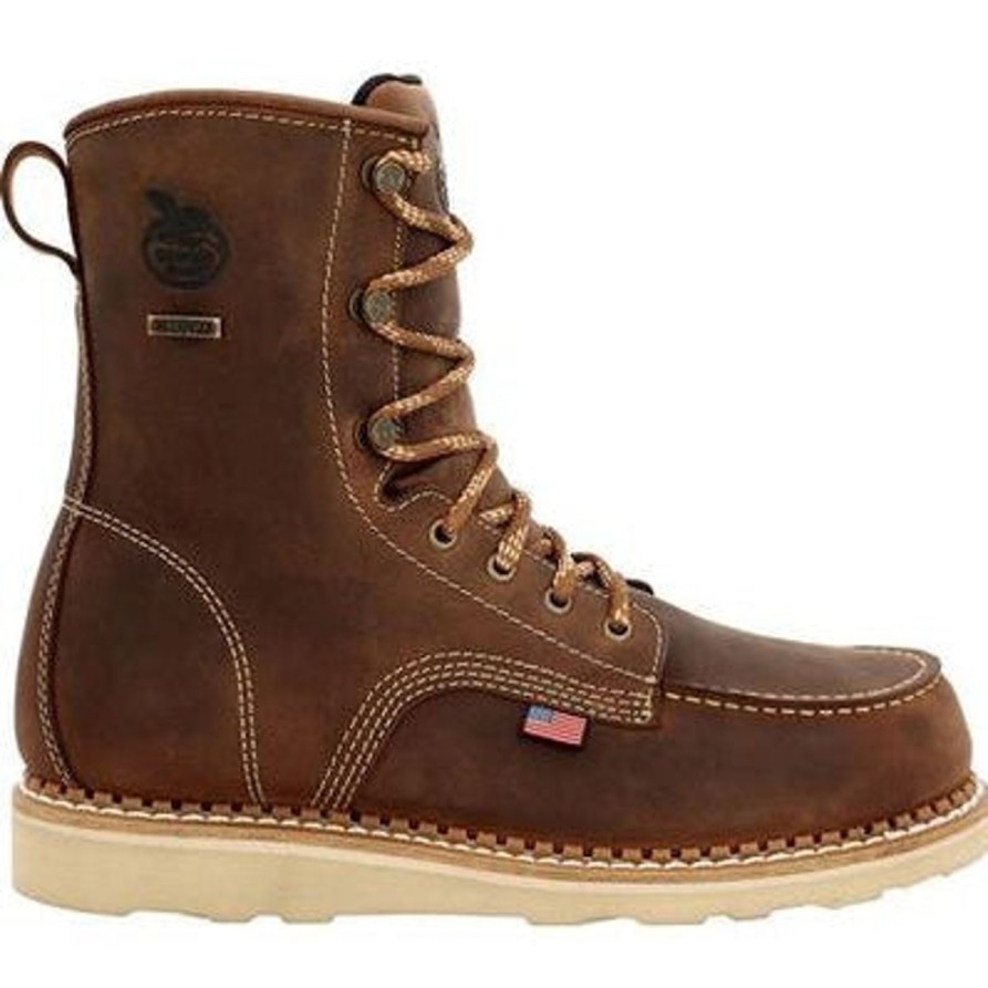 Men'S Georgia | Georgia Men'S Wedge 8" Wp Soft Toe Slip Resist Work Boot Gb00532 Brown