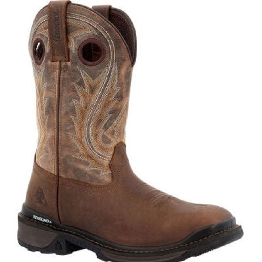 Men'S Rocky | Rocky Men'S Rams Horn 11" Wp Square Toe Wstrn Work Boot Rkw0393 Brown