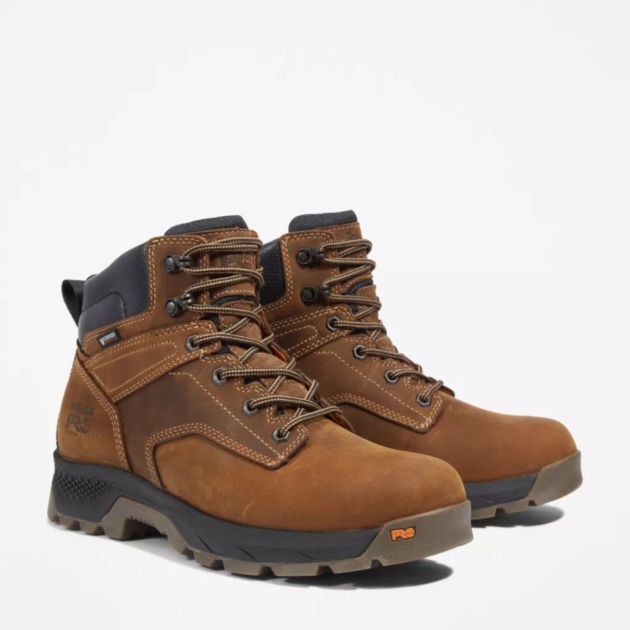 Men'S Timberland Pro | Timberland Pro Men'S Titan Ev 6" Wp Soft Toe Work Boot Tb0A5M2T214 Brown