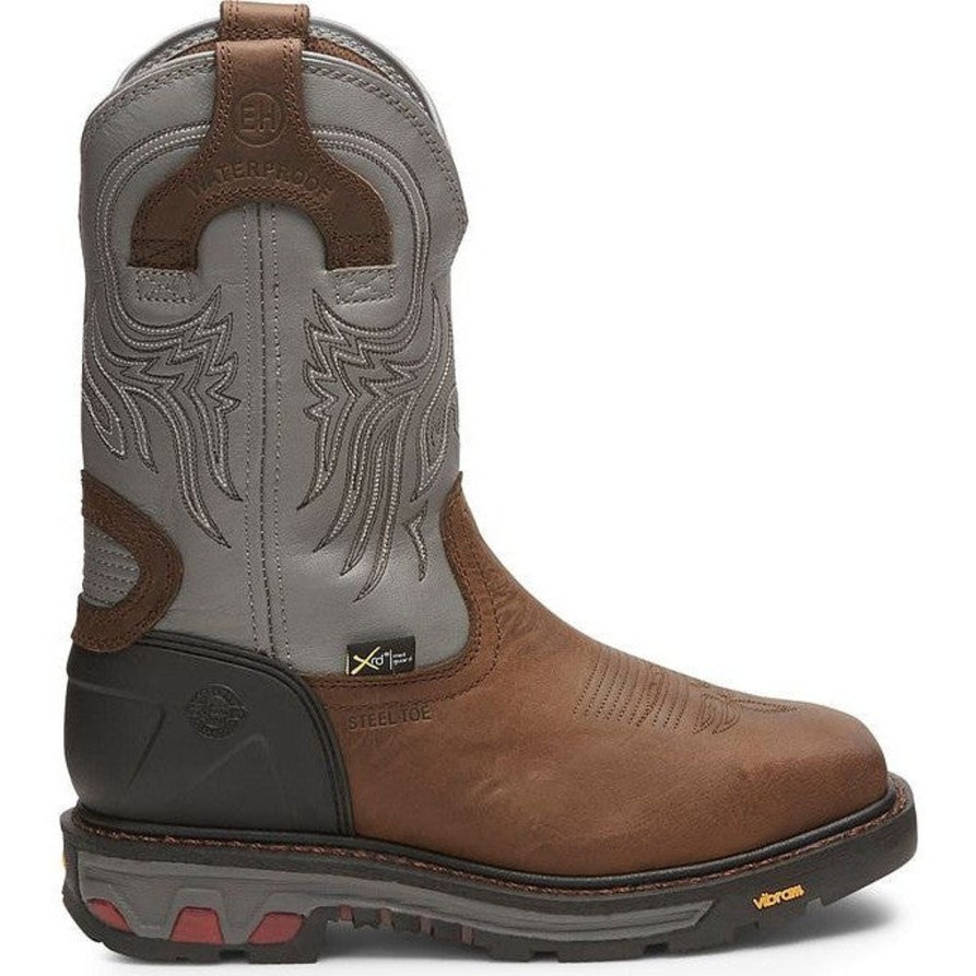 Men'S Justin | Justin Men'S Tanker 11" Steel Toe Western Work Boot Wk2102 Brown