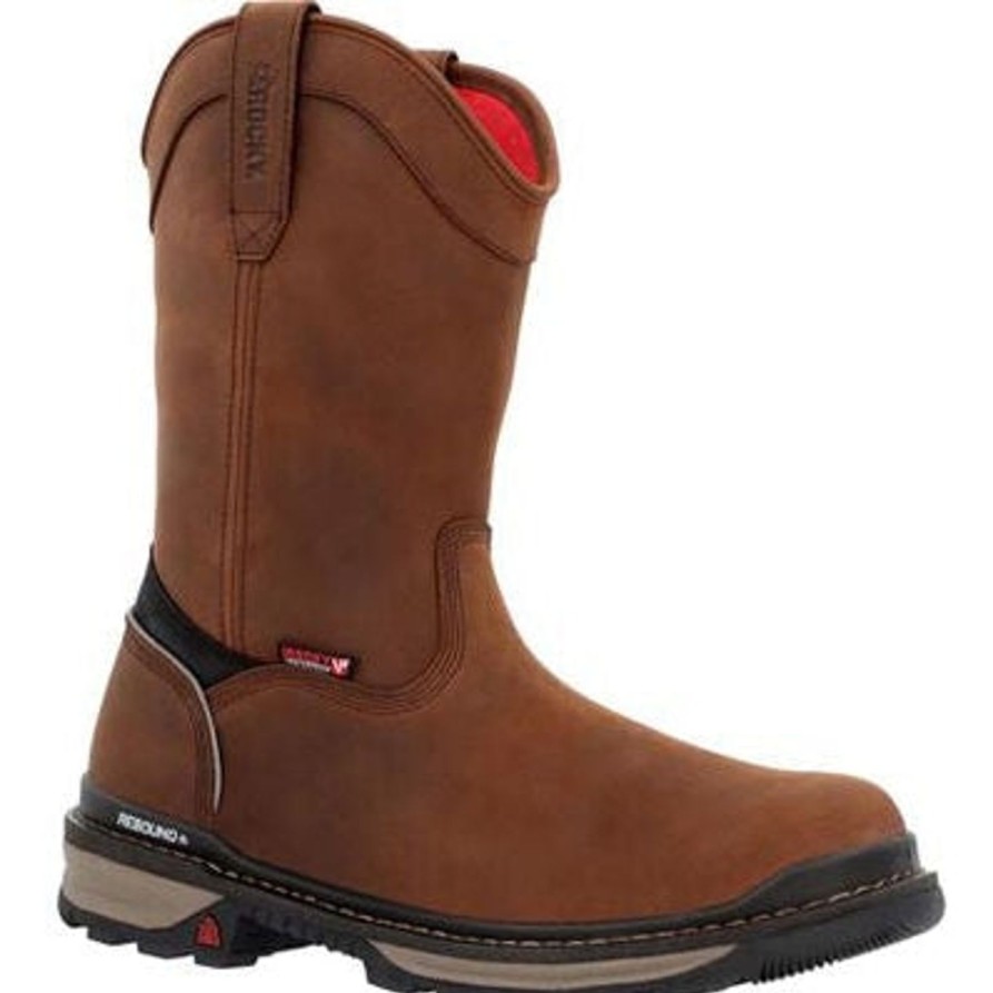 Men'S Rocky | Rocky Men'S Rams Horn 10" Comp Toe Wp Pull On Work Boot -Horse- Rkk0443 Brown