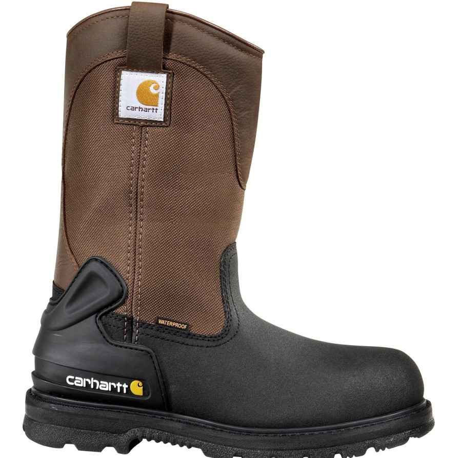 Men'S Carhartt | Carhartt Men'S 11" Steel Toe Ins Wp Wellington Work Boot Cmp1259 Brown