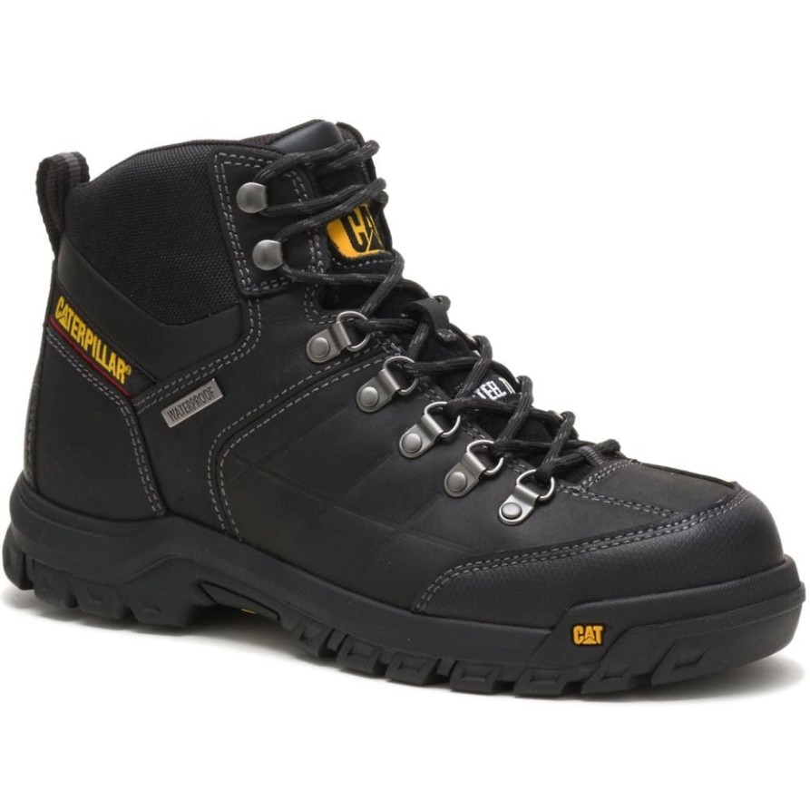 Men'S CAT | Cat Men'S Threshold Waterproof Steel Toe Work Boot P90936 Black