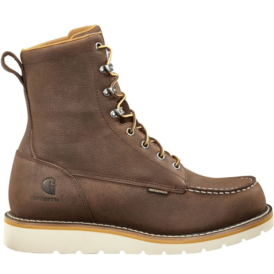 Men'S Carhartt | Carhartt Men'S 8" Wp Soft Toe Wedge Work Boot - Dark Fw8095-M Brown