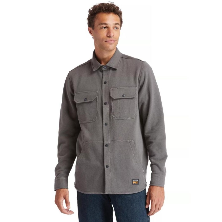 Men'S Timberland Pro | Timberland Pro Men'S Mill River Fleece Work Shirt Jacket Tb0A1Vcq060 Pewter