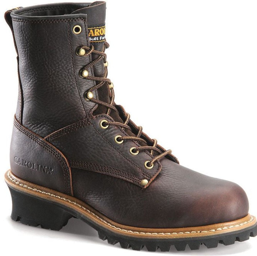 Men'S Carolina | Carolina Men'S Elm Logger 8" Steel Toe Slip Resist Work Boot 1821 Brown